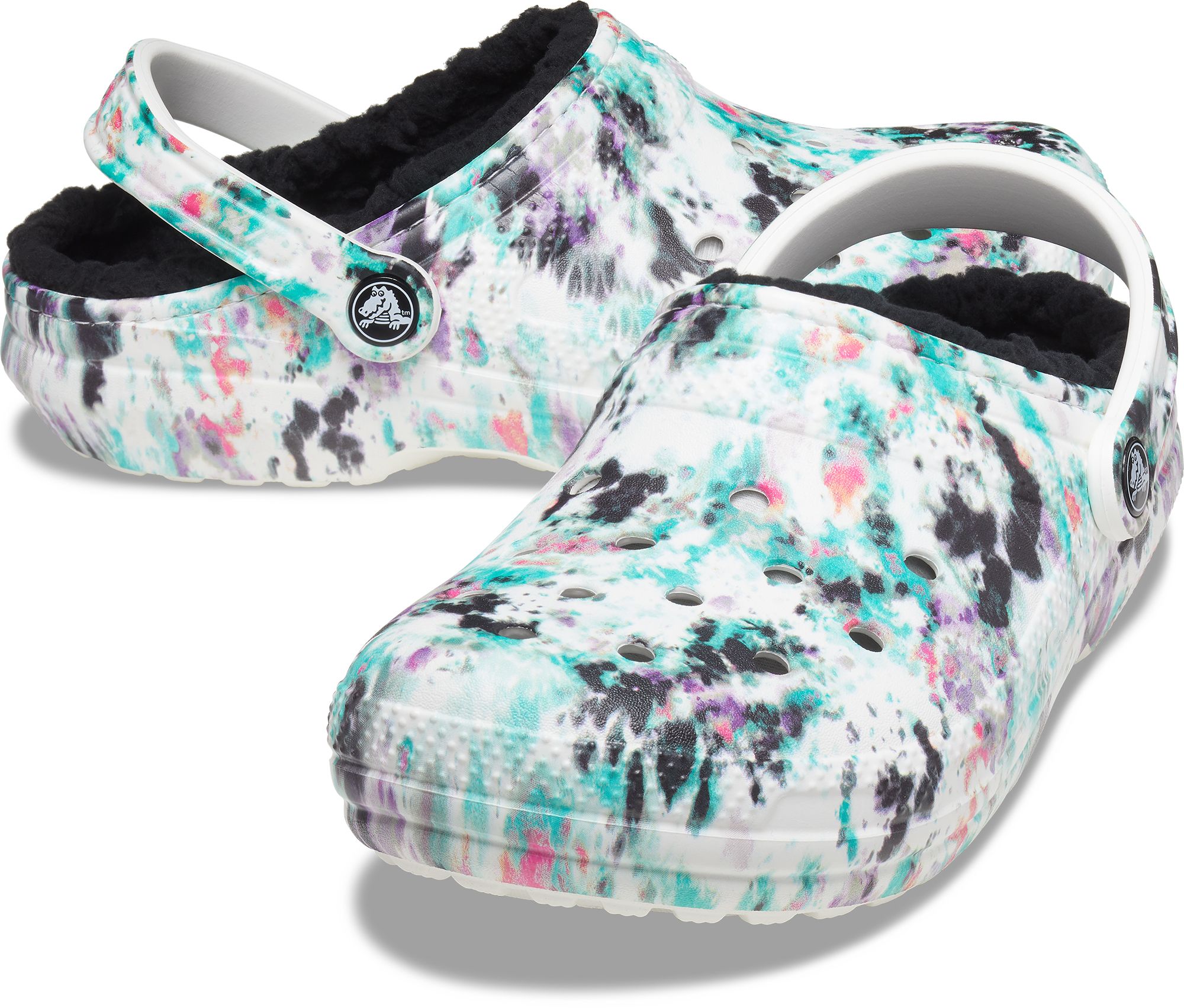 Crocs Adult Classic Fuzz-Lined Tie Dye Clogs product image