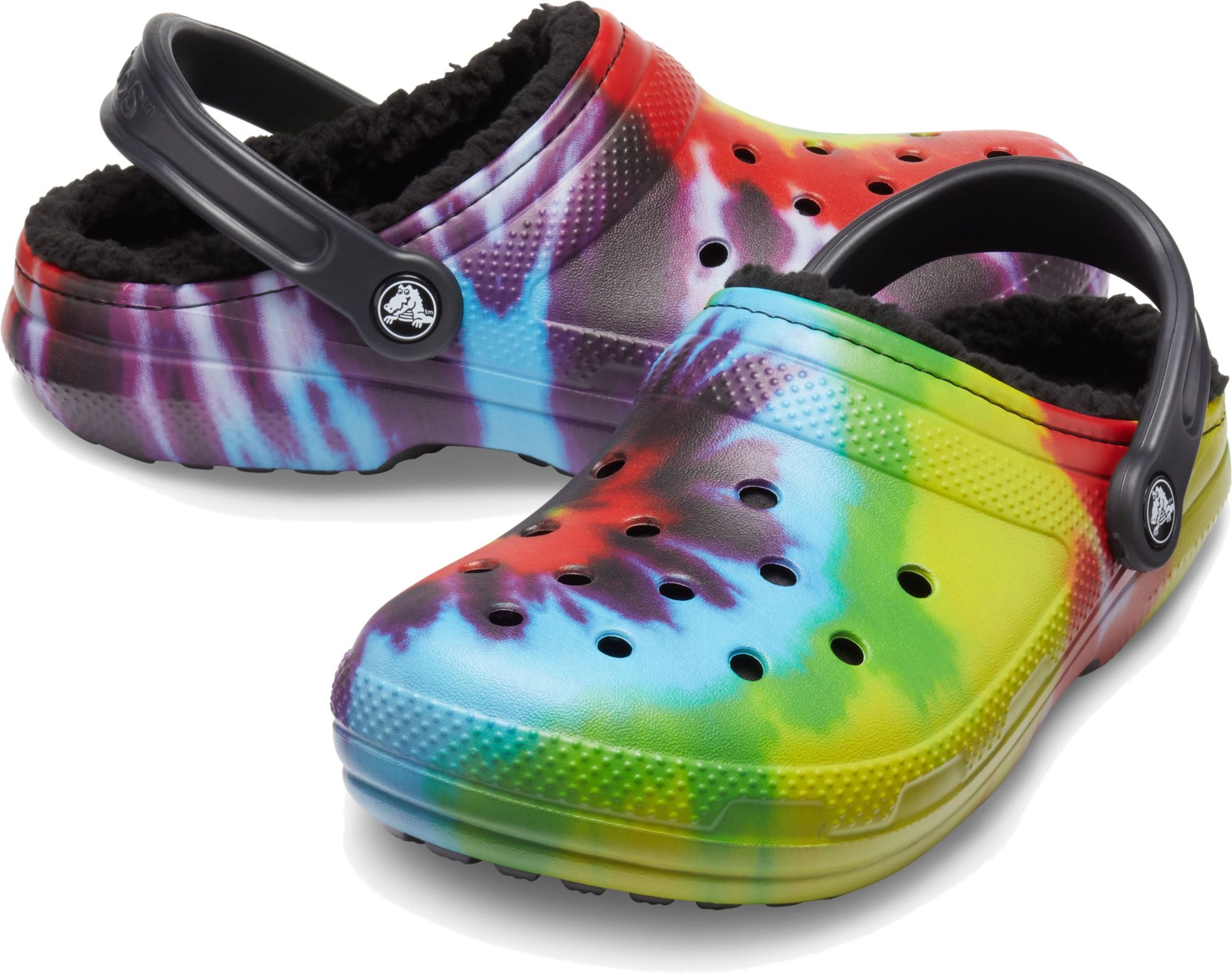 rainbow crocs with fur inside