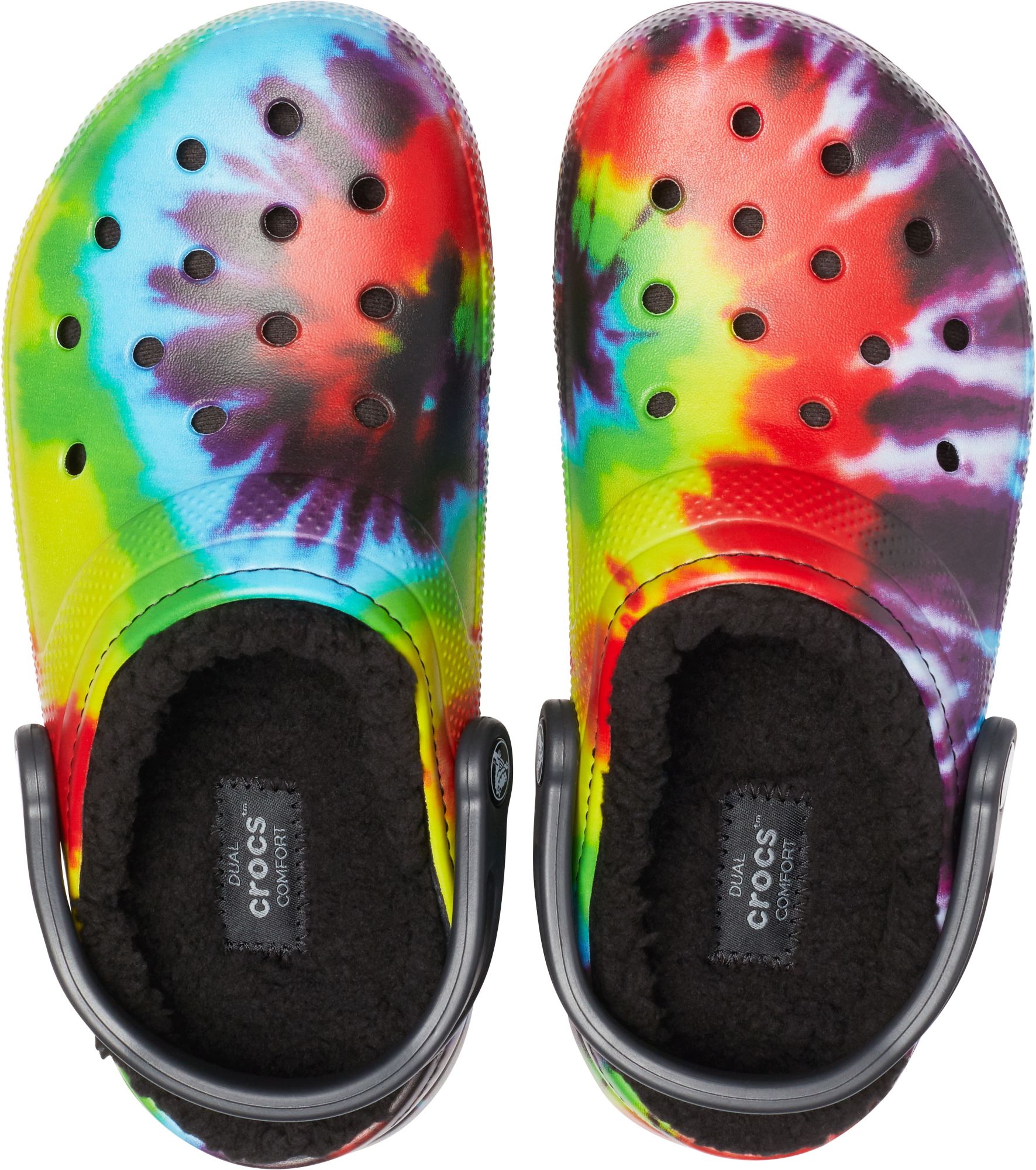 tie dye crocs with pink inside