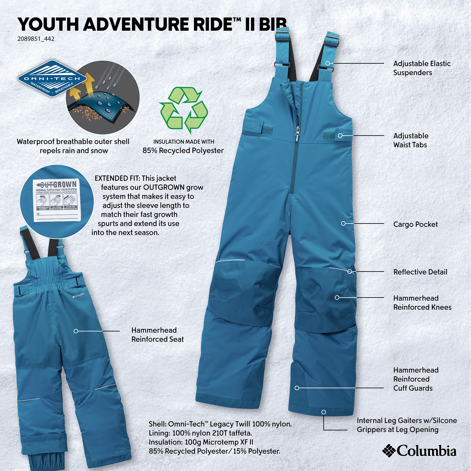 Columbia Boys' Adventure Ride II Bib product image