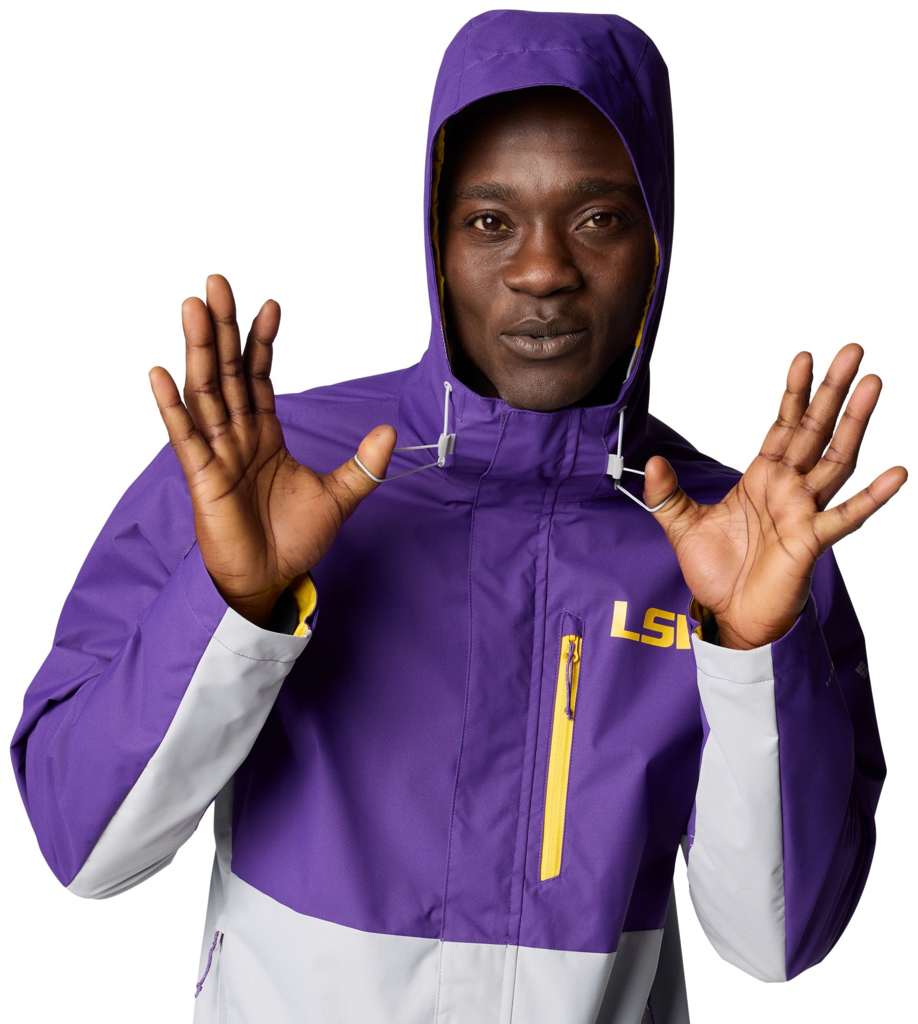 Columbia Men's LSU Tigers Purple/Grey Color Block Field Bound Jacket product image