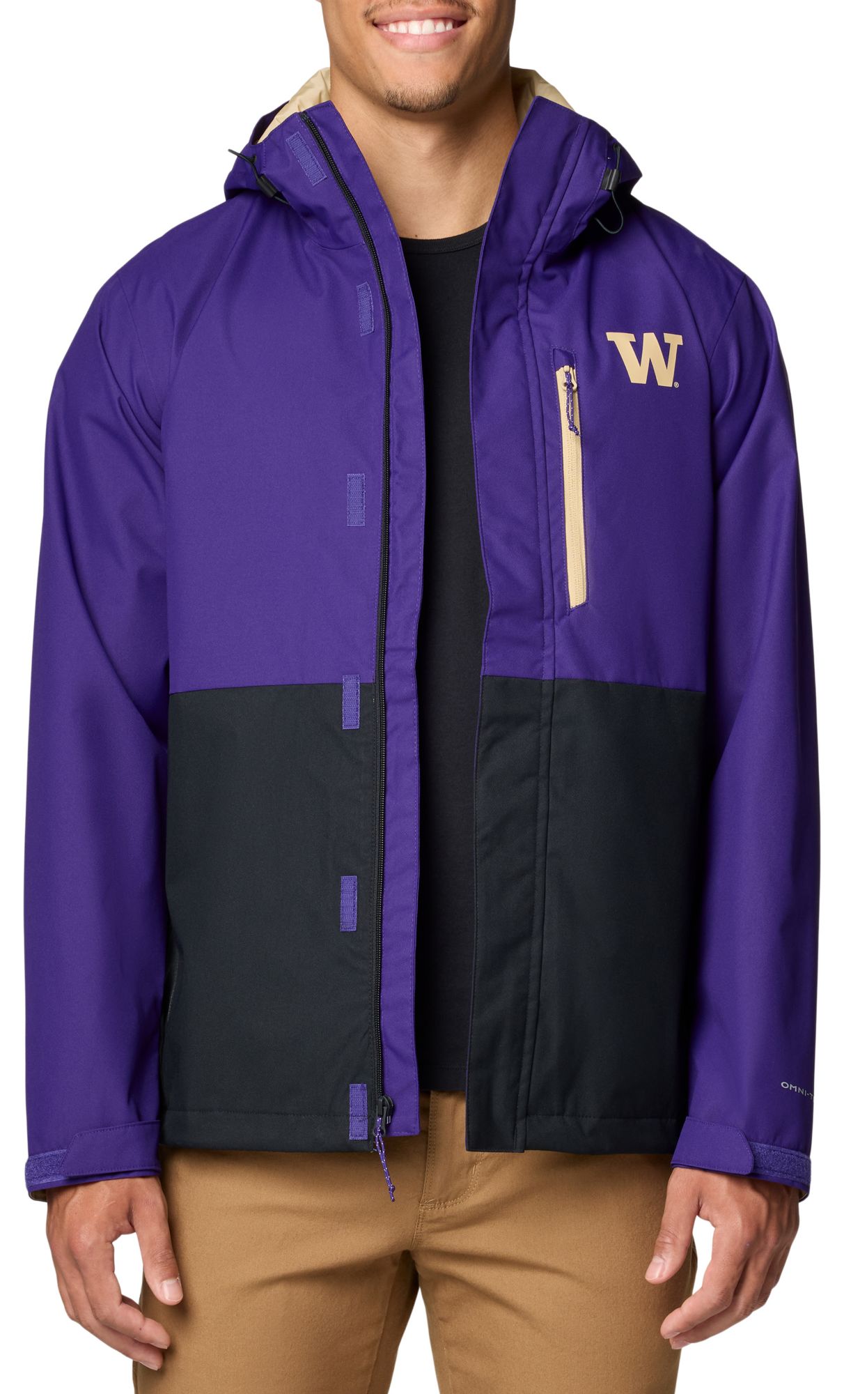 Columbia Men's Washington Huskies PURPLE/BLACK Color Block Field Bound Jacket product image