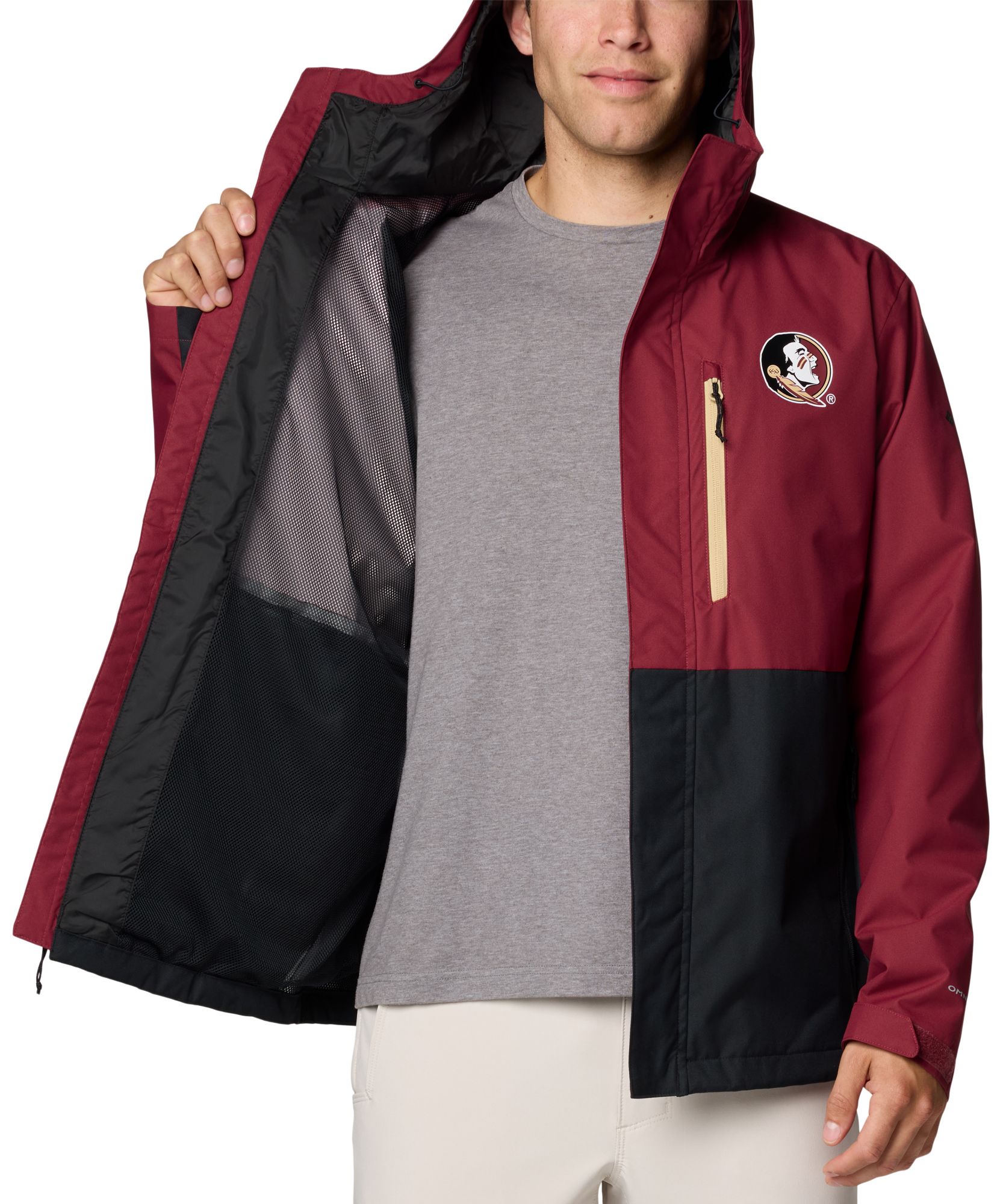 Columbia Men's Florida State Seminoles Maroon/Black Color Block Field Bound Jacket product image