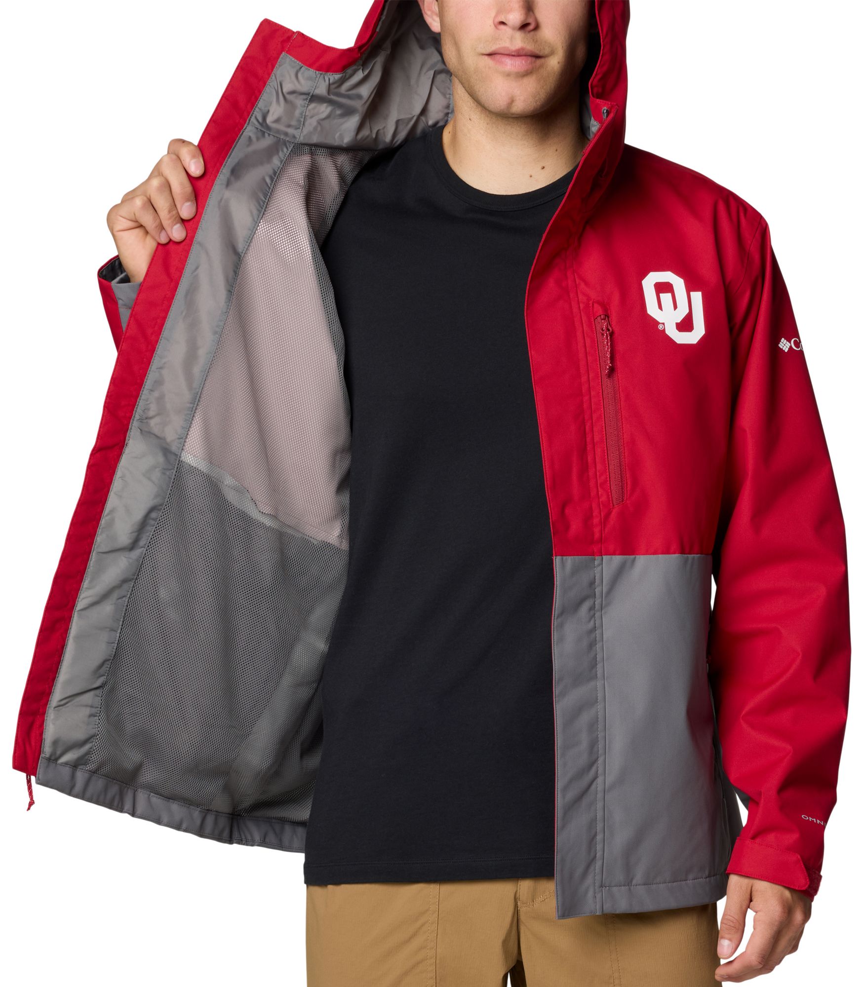 Columbia Men's Oklahoma Sooners RED/GREY Color Block Field Bound Jacket product image