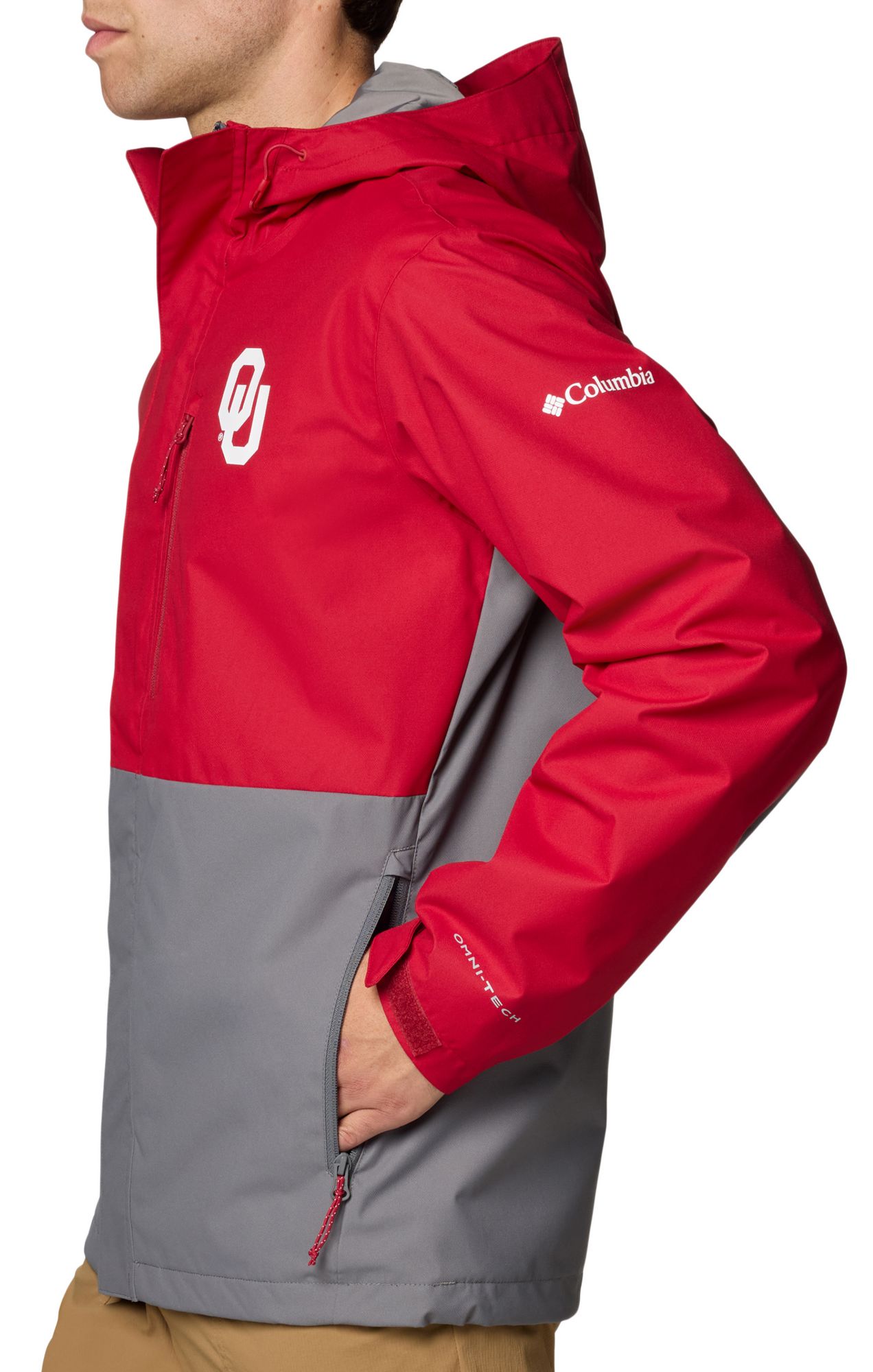 Columbia Men's Oklahoma Sooners RED/GREY Color Block Field Bound Jacket product image