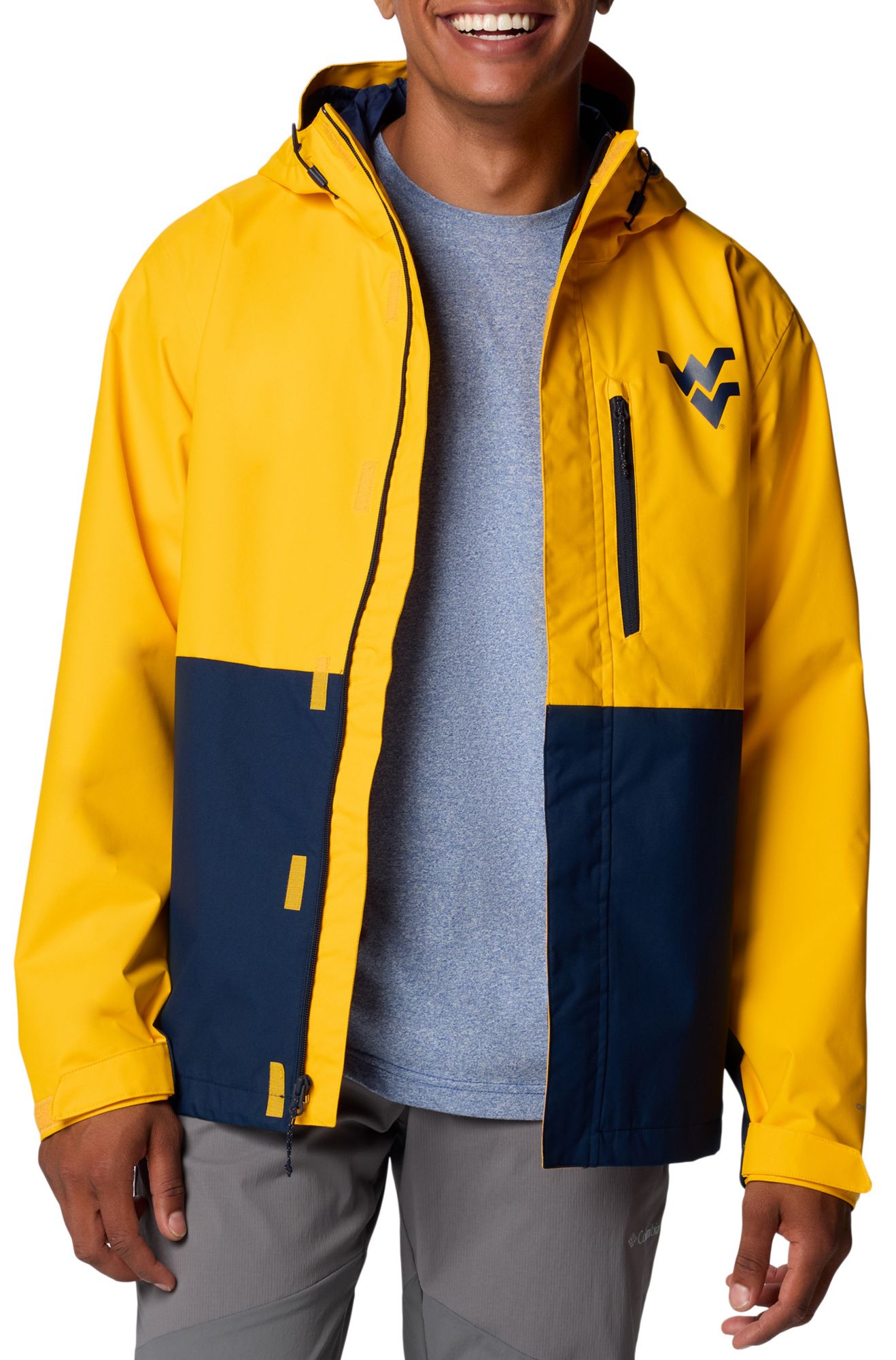 Columbia Men's West Virginia Mountaineers Gold/Navy Color Block Field Bound Jacket product image