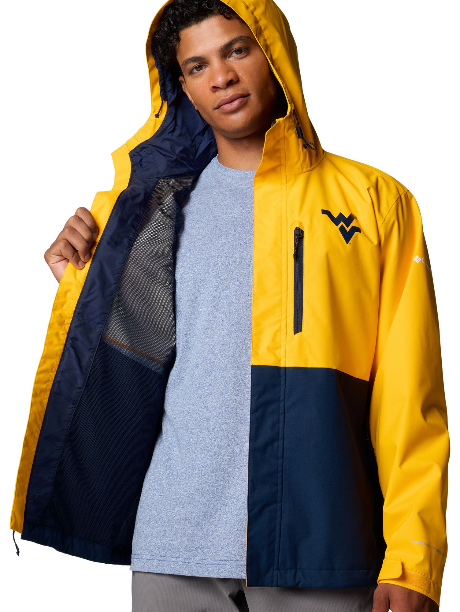 Columbia Men's West Virginia Mountaineers Gold/Navy Color Block Field Bound Jacket product image