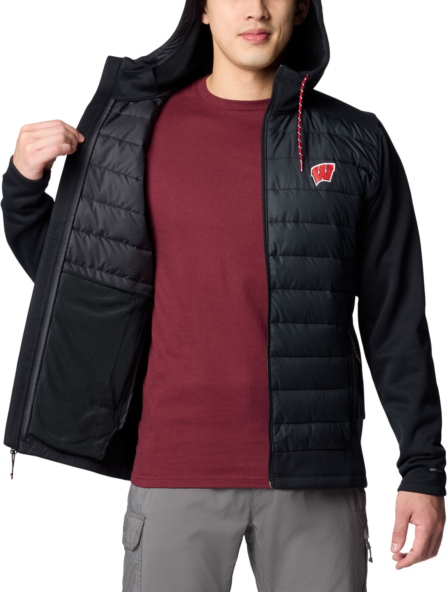 Columbia Men's CLG Out-Shield Wisconsin Badgers Black Hybrid Hoodie product image