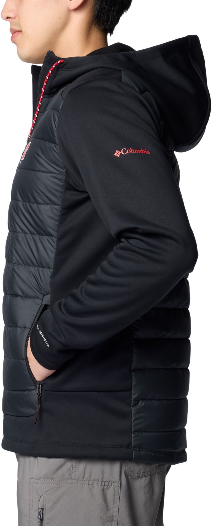 Columbia Men's CLG Out-Shield Wisconsin Badgers Black Hybrid Hoodie product image