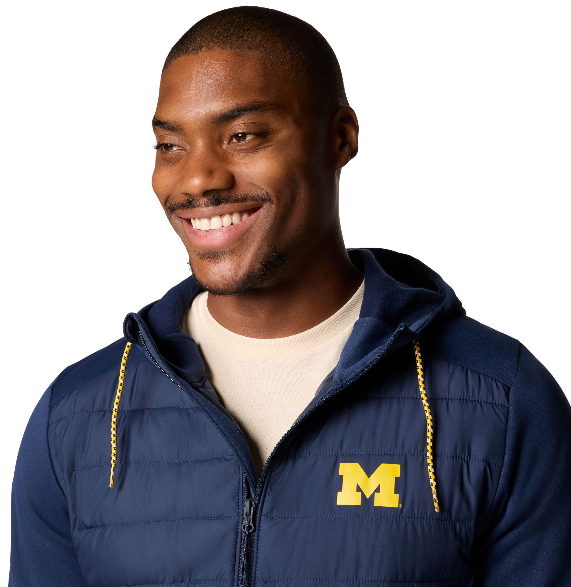 Columbia Men's Michigan Wolverines Collegiate Navy Hybrid Full-Zip Jacket product image
