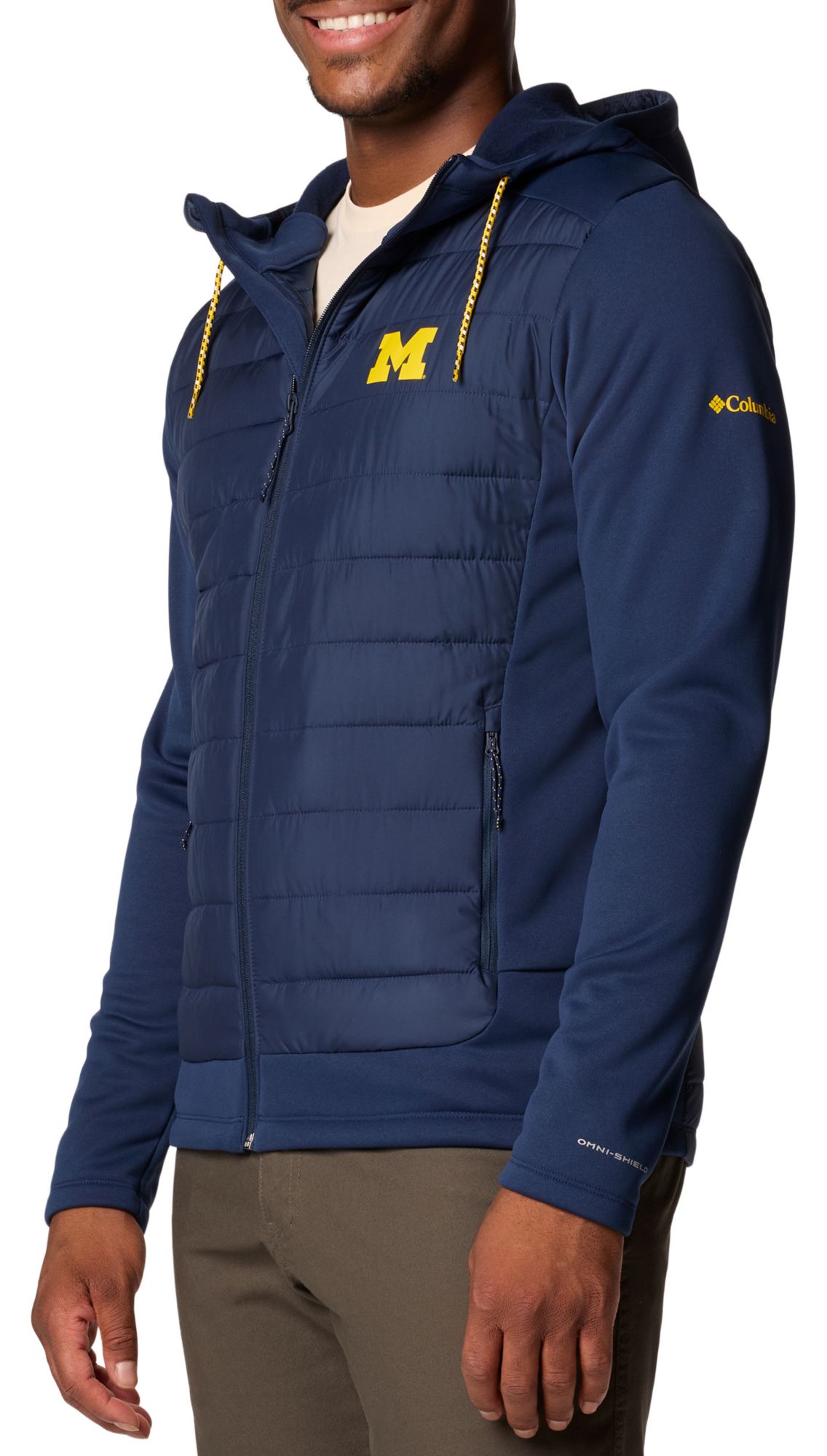 Columbia Men's Michigan Wolverines Collegiate Navy Hybrid Full-Zip Jacket product image