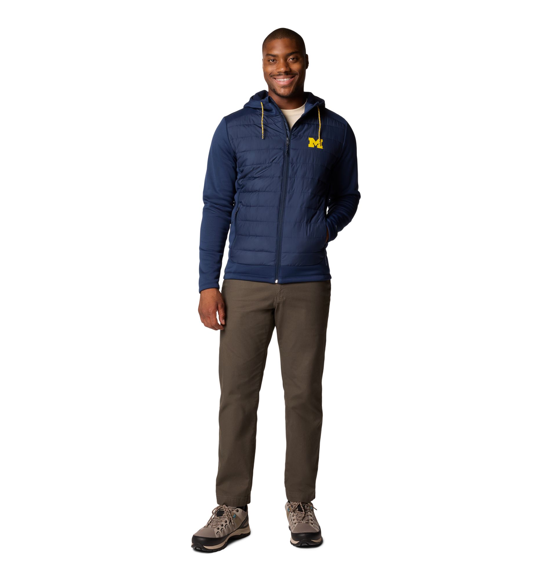 Columbia Men's Michigan Wolverines Collegiate Navy Hybrid Full-Zip Jacket product image