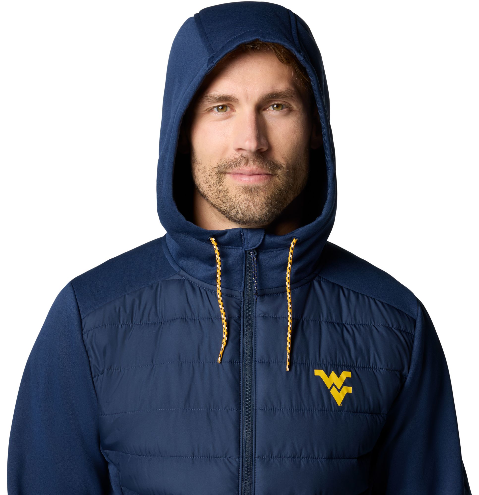 Columbia Men's West Virginia Mountaineers Collegiate Navy Hybrid Full-Zip Jacket product image