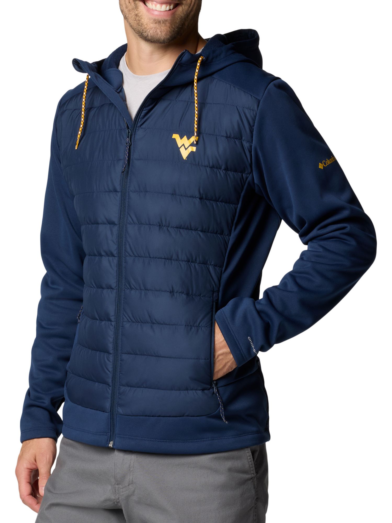Columbia Men's West Virginia Mountaineers Collegiate Navy Hybrid Full-Zip Jacket product image