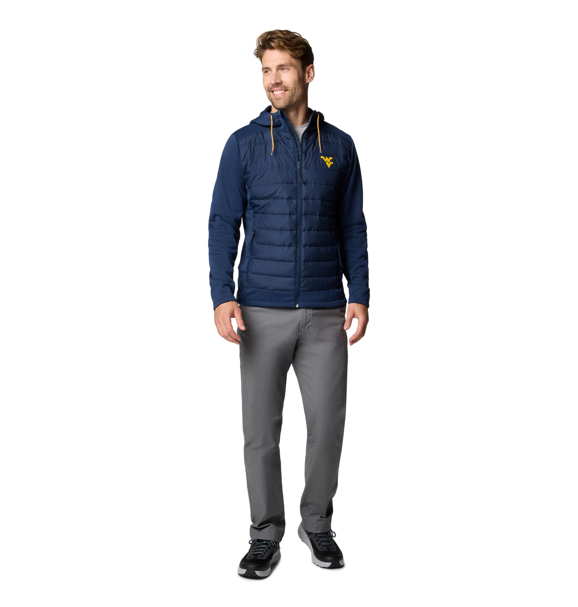 Columbia Men's West Virginia Mountaineers Collegiate Navy Hybrid Full-Zip Jacket product image