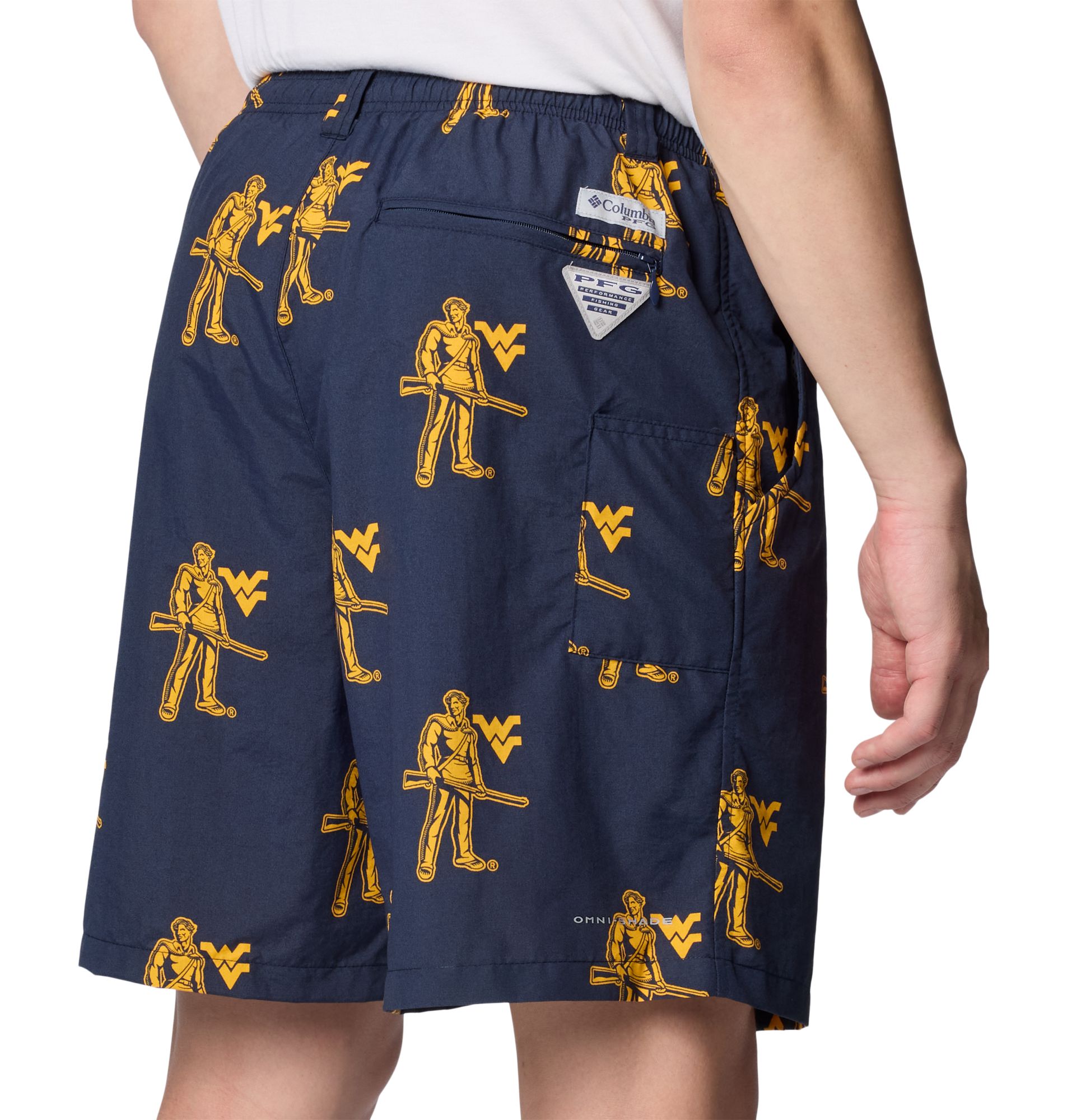 Columbia Men's West Virginia Mountaineers Collegiate Navy Backcast III Printed Performance Shorts product image