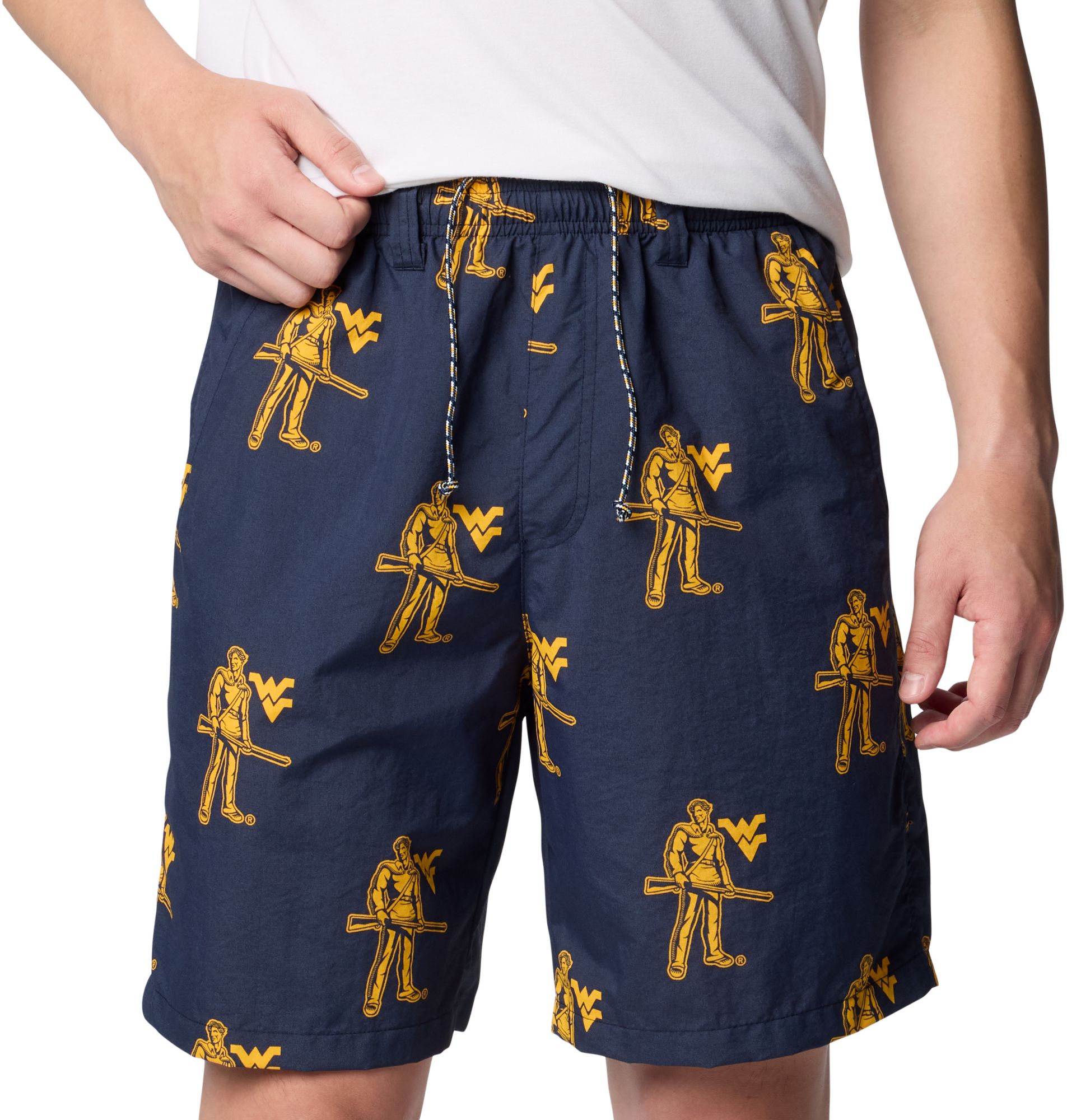 Columbia Men's West Virginia Mountaineers Collegiate Navy Backcast III Printed Performance Shorts product image