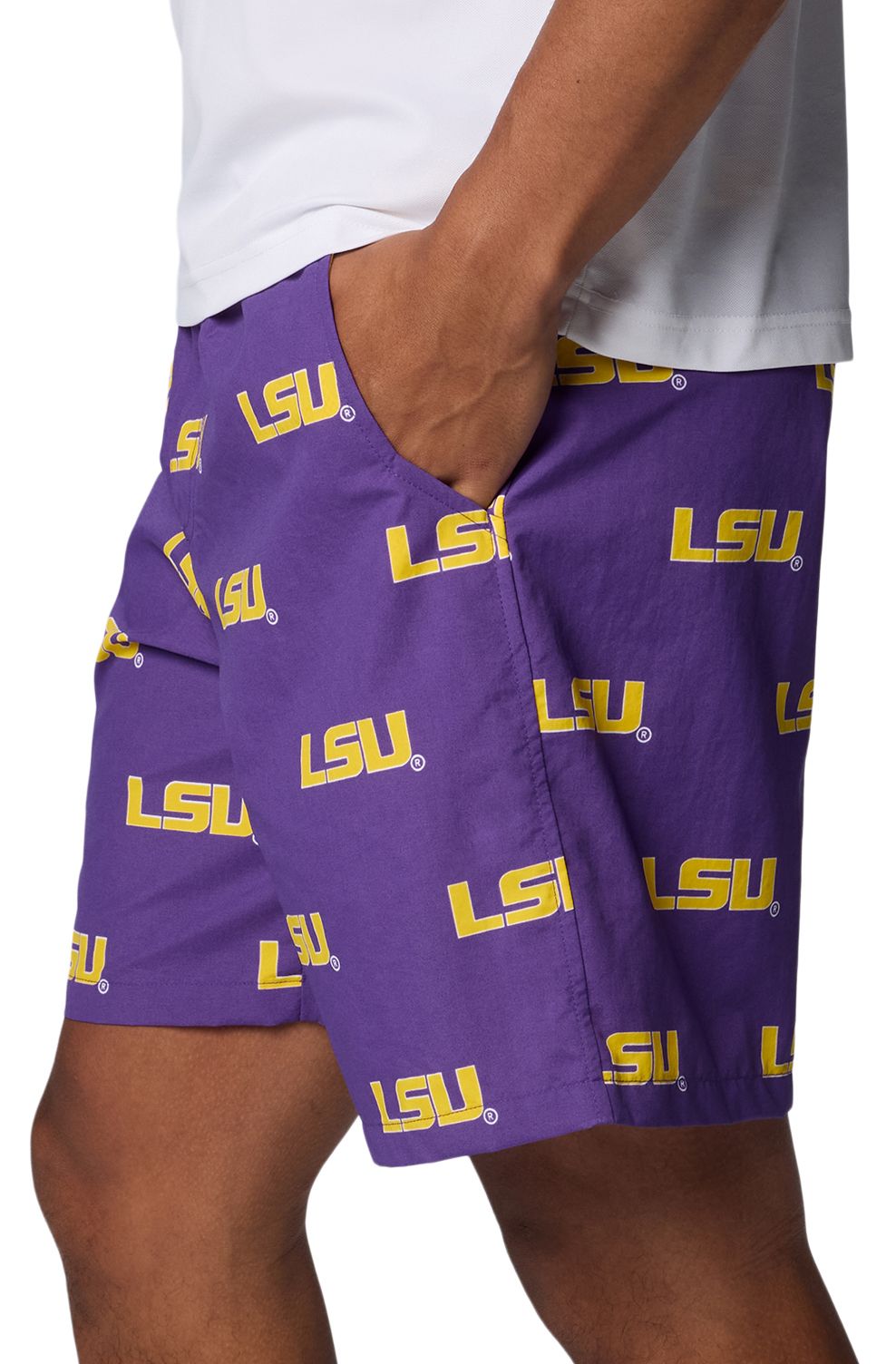 Columbia Men's LSU Tigers Vivid Purple Backcast III Printed Performance Shorts product image
