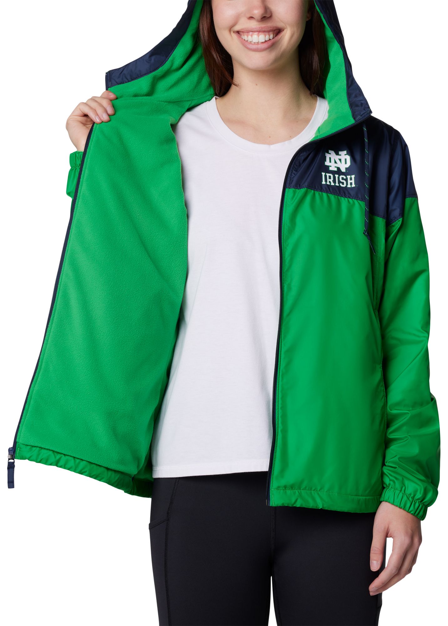Columbia Women's Notre Dame Fighting Irish Navy/Green Flash Forward Lined Jacket product image