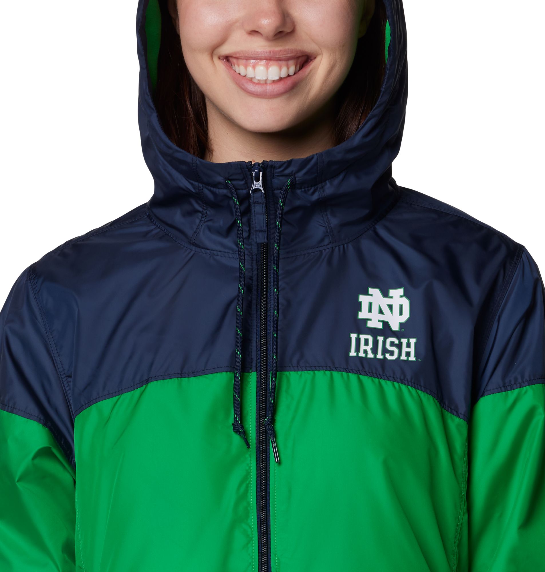 Columbia Women's Notre Dame Fighting Irish Navy/Green Flash Forward Lined Jacket product image