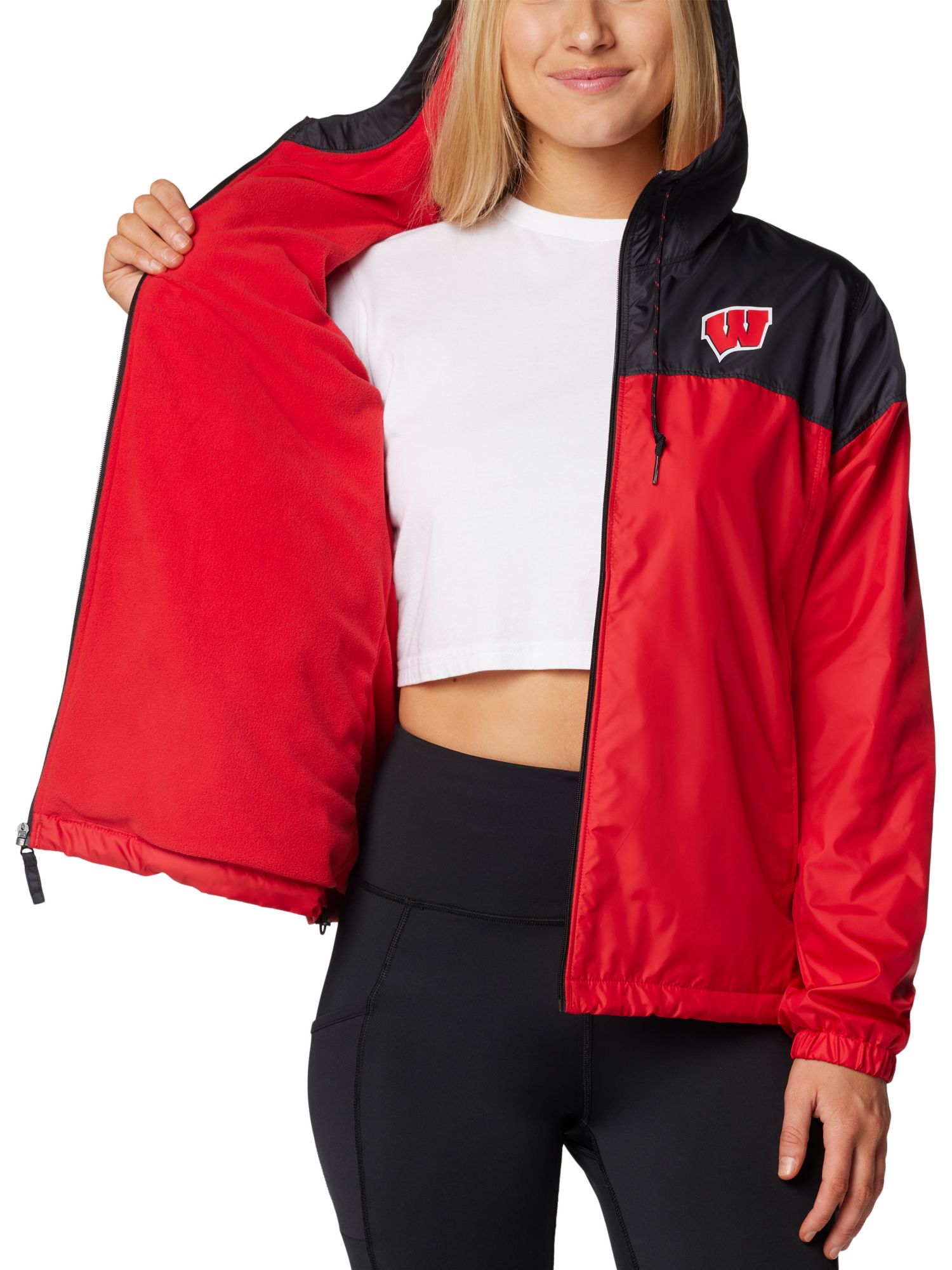 Columbia Women's Wisconsin Badgers Black/Red Flash Forward Lined Jacket product image