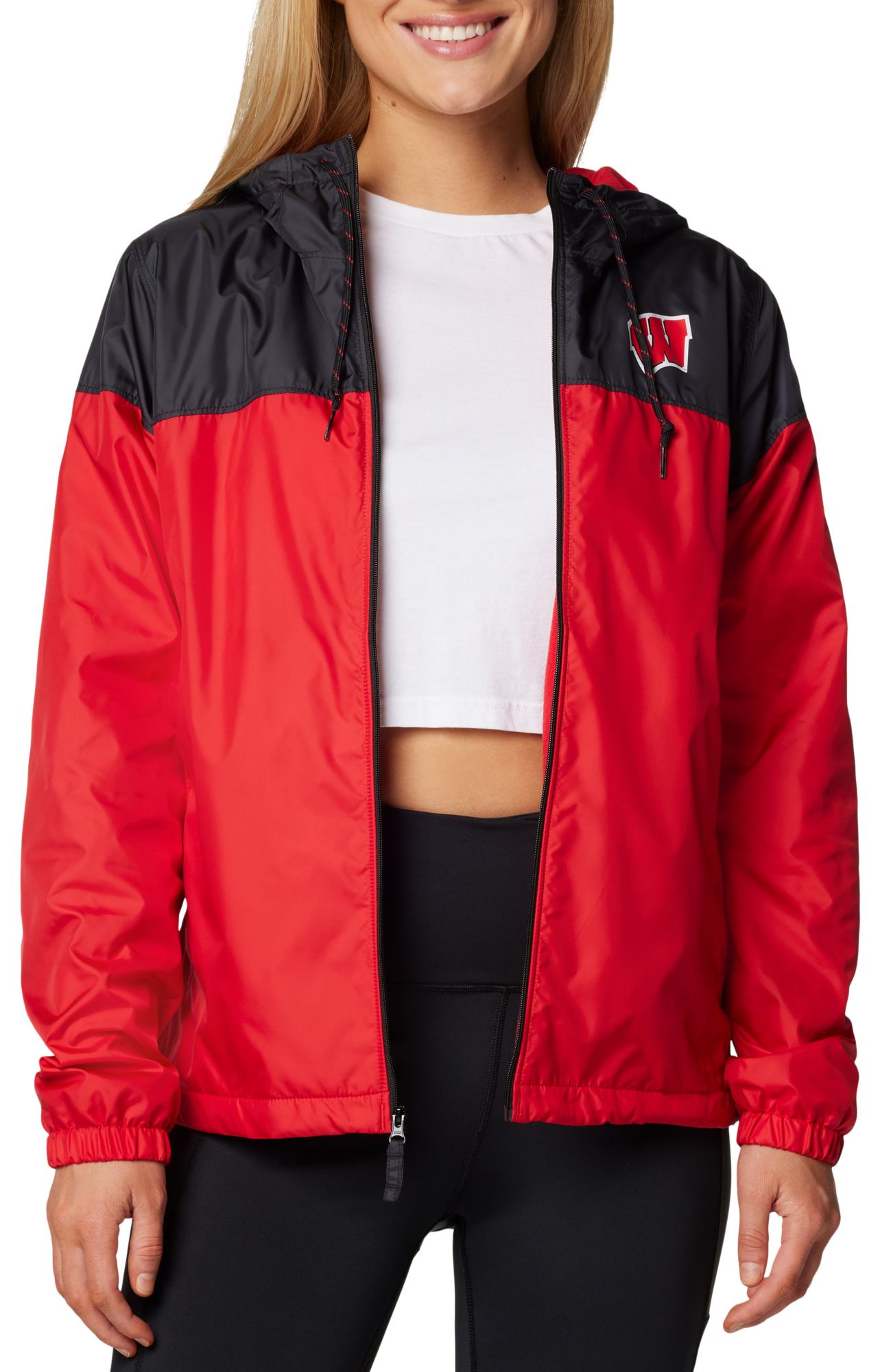 Columbia Women's Wisconsin Badgers Black/Red Flash Forward Lined Jacket product image