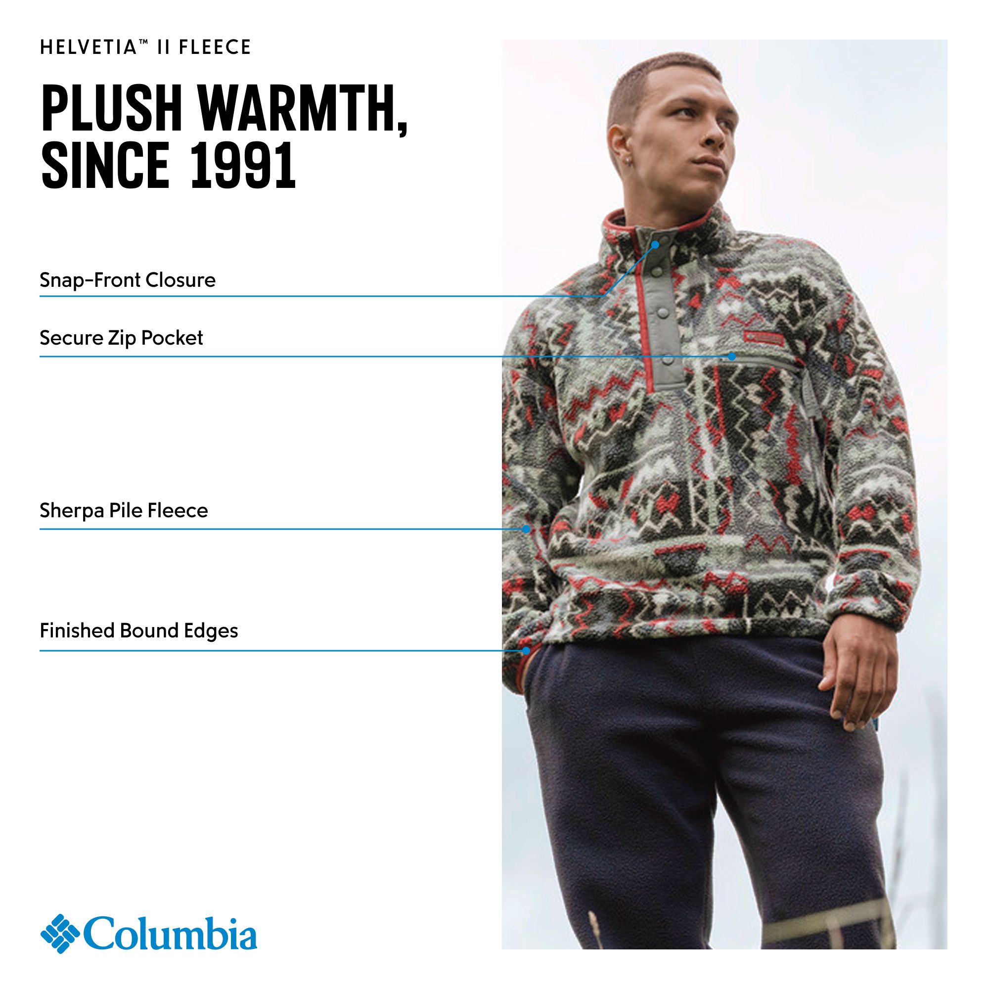 Columbia Men's Helvetia II Half Snap Printed Fleece Pullover product image