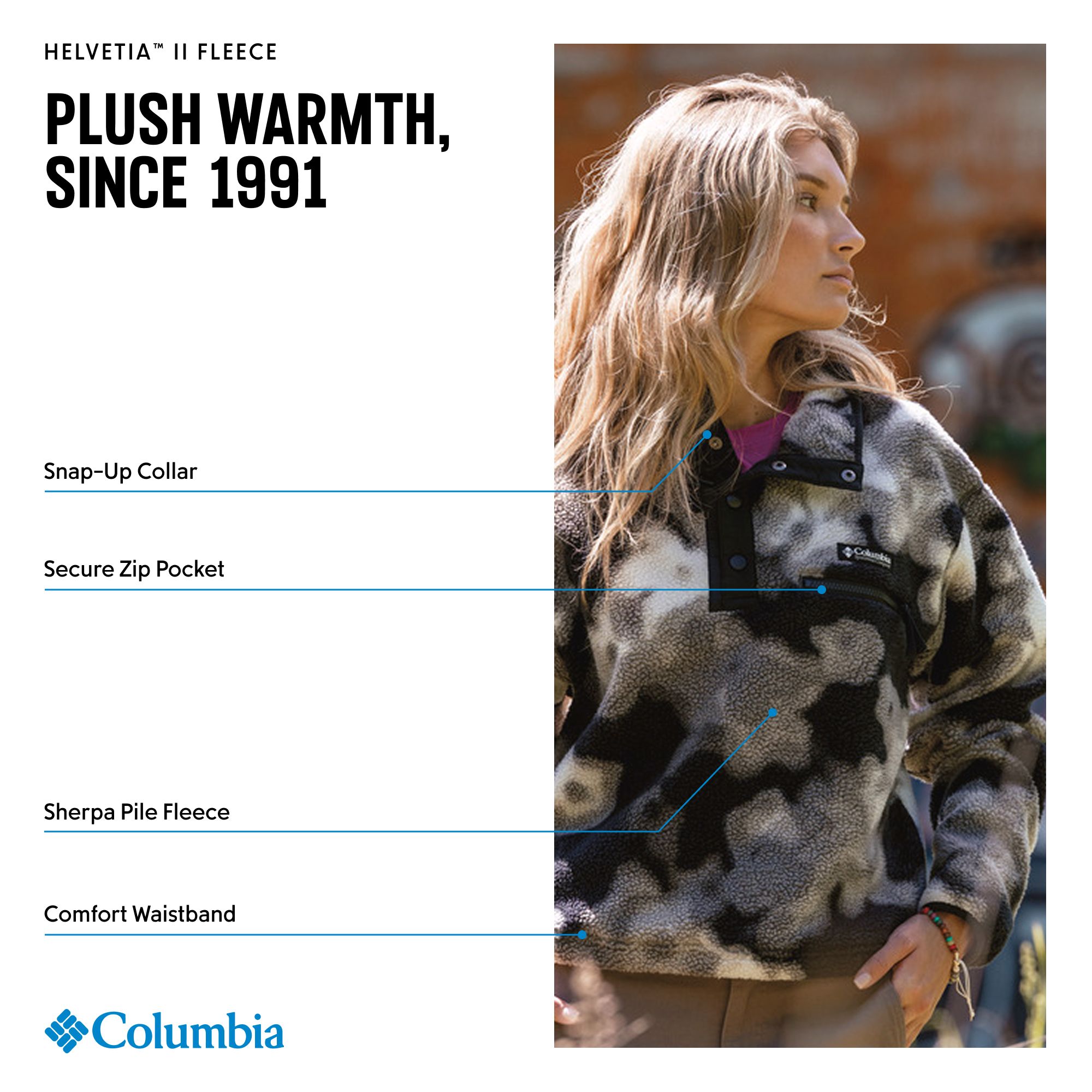 Columbia Women's Helvetia II Printed Cropped Half Snap Fleece Pullover product image