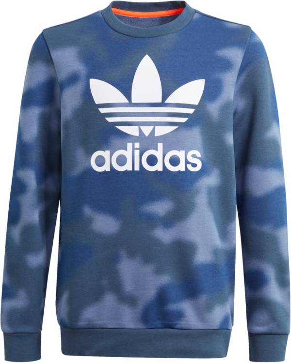 adidas Boys' Blue Camo Crewneck Pullover