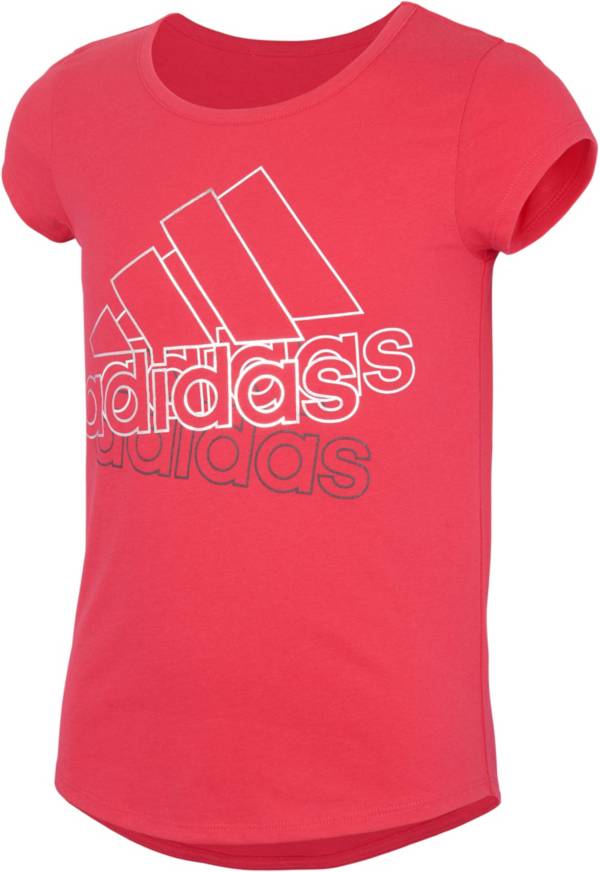 adidas Girls' 3 Logo Graphic T-Shirt