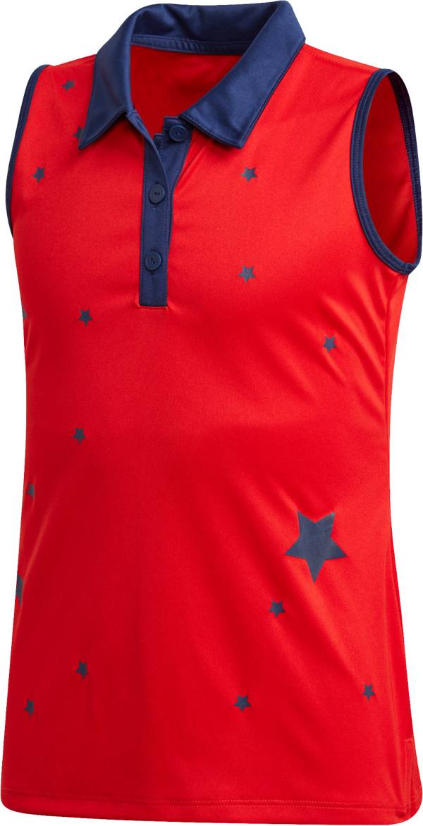 adidas Girls' Graphic Print Sleeveless Golf Polo
