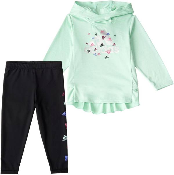 adidas Infant Girls' Long Sleeve Hooded Top and Graphic Tights Set