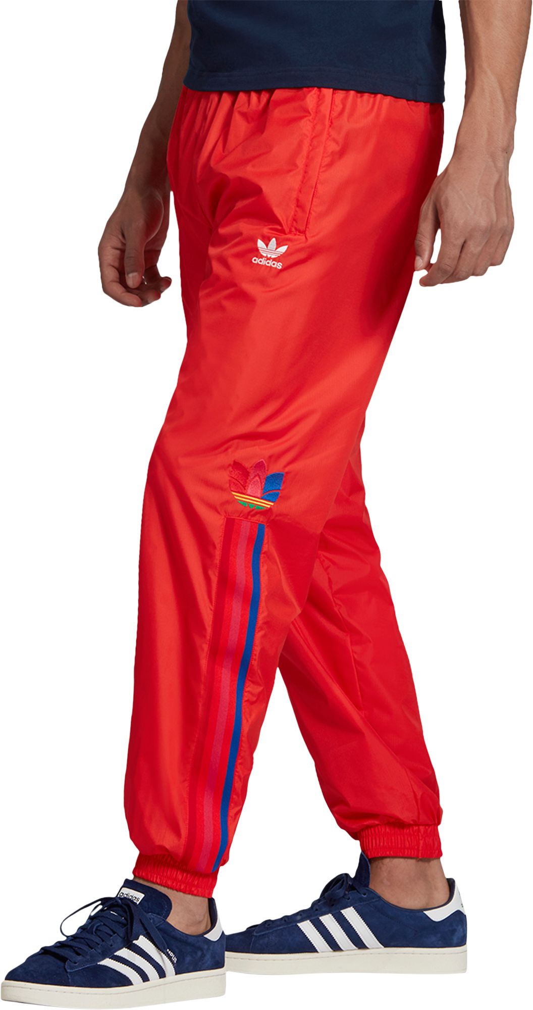 adidas 3 stripes pants red