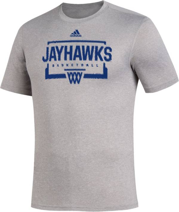 adidas Men's Kansas Jayhawks Grey Practice Creator Basketball T-Shirt