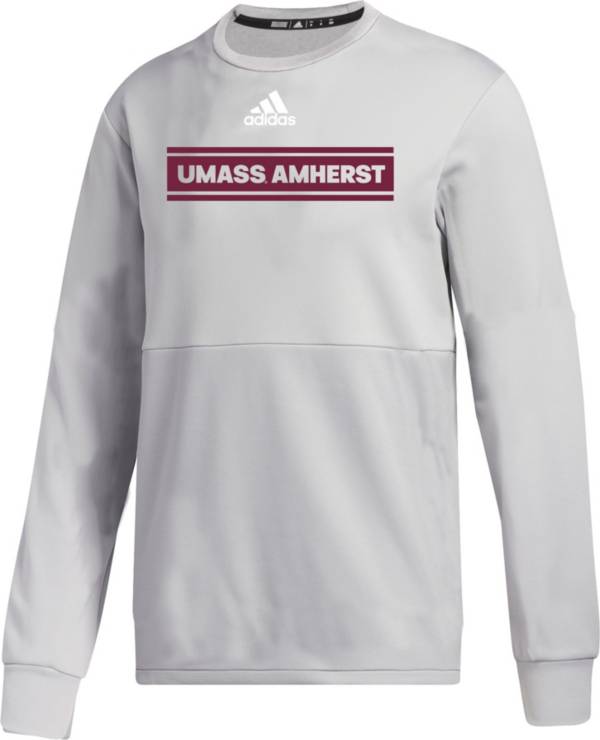 adidas Men's UMass Minutemen Grey Team Issue Crew Pullover Shirt