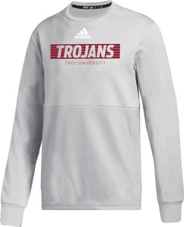 adidas Men's Troy Trojans Grey Team Issue Crew Pullover Sweatshirt