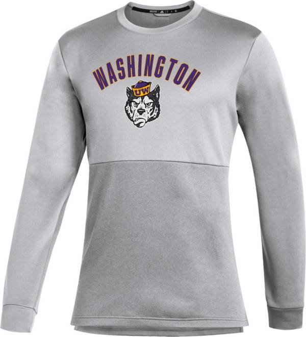 adidas Men's Washington Huskies Grey Letterman Long Sleeve T-Shirt