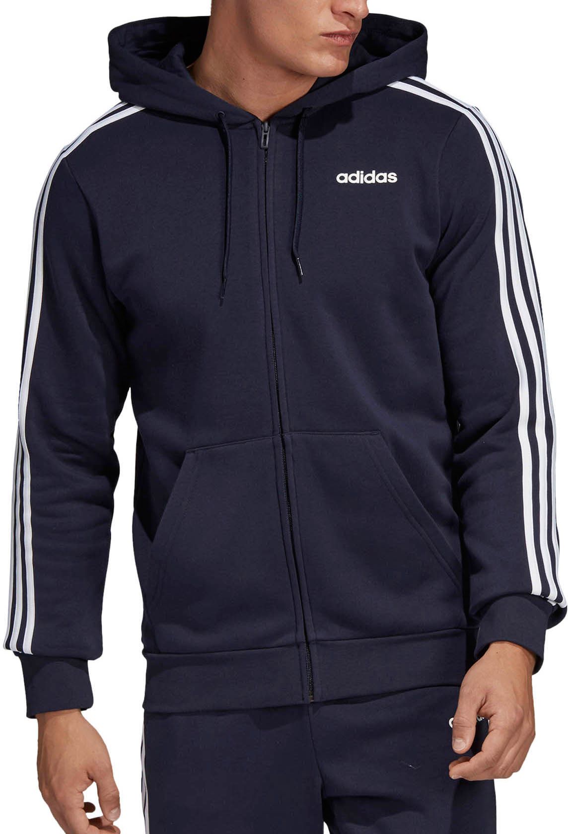 essentials 3 stripes full zip hoodie