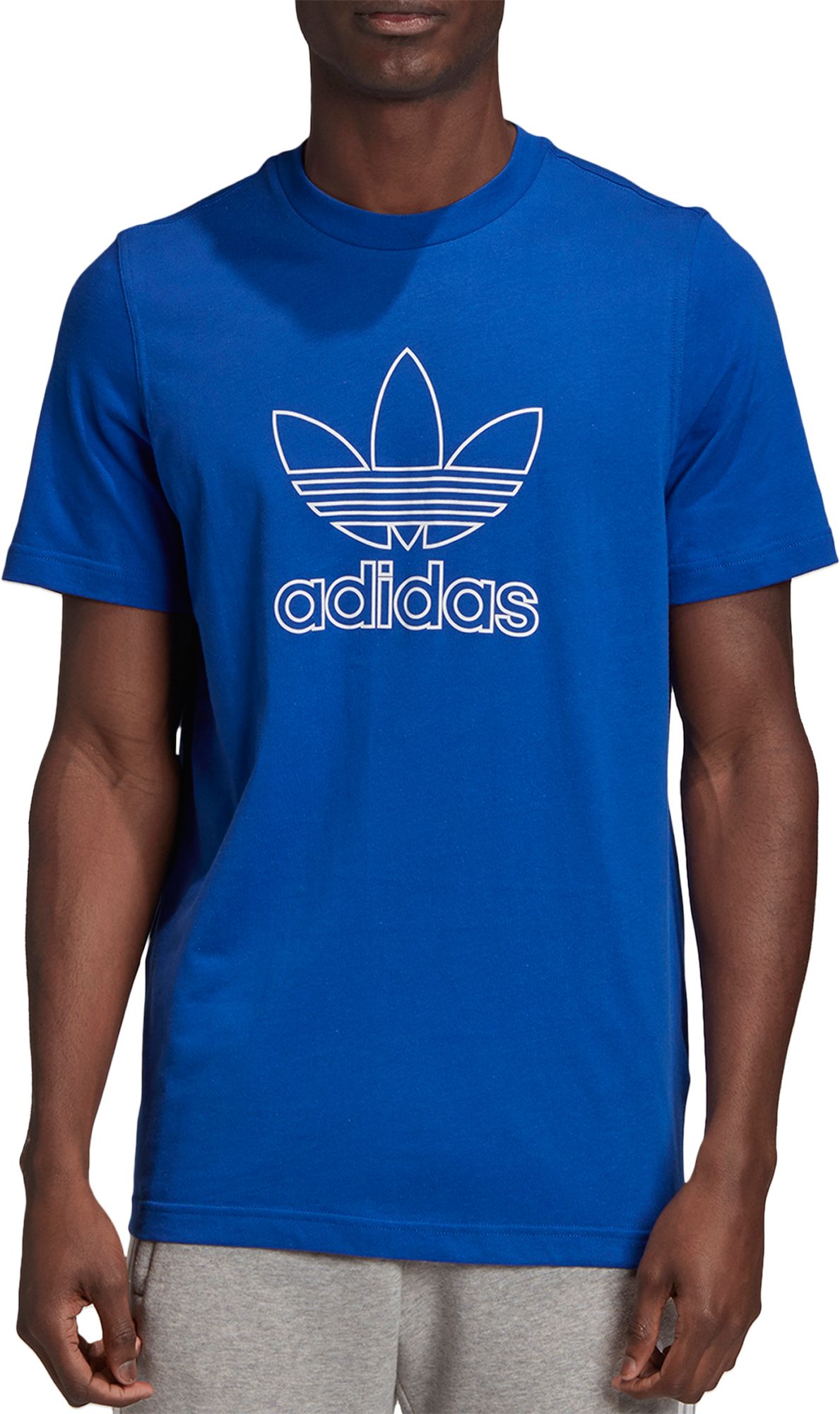 white and royal blue graphic tee