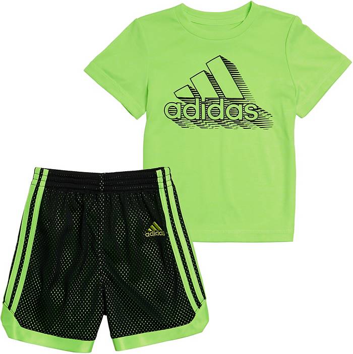 Adidas Baby Girls Graphic T Shirt and Mesh Shorts, 2 Piece Set
