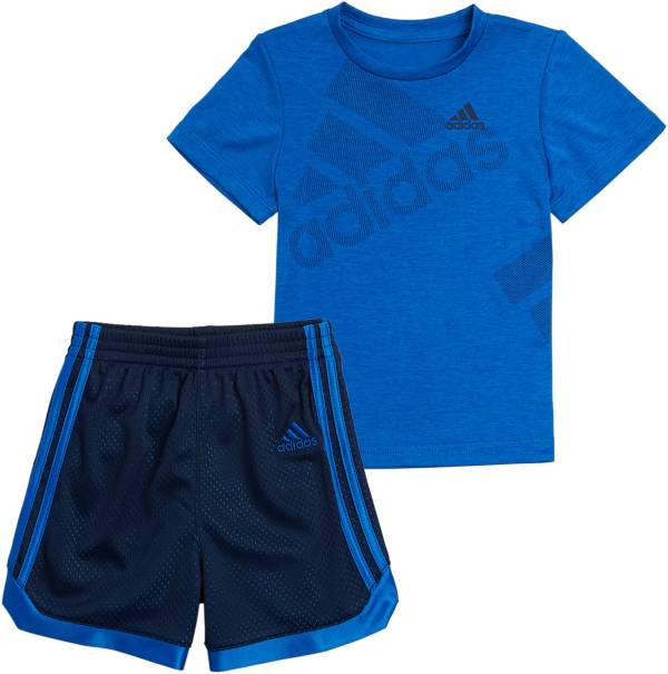 adidas Toddler Boys' Short Sleeve T-Shirt and Mesh Shorts Set adidas Toddler Boys' Short Sleeve T-Shirt and Mesh Shorts Set