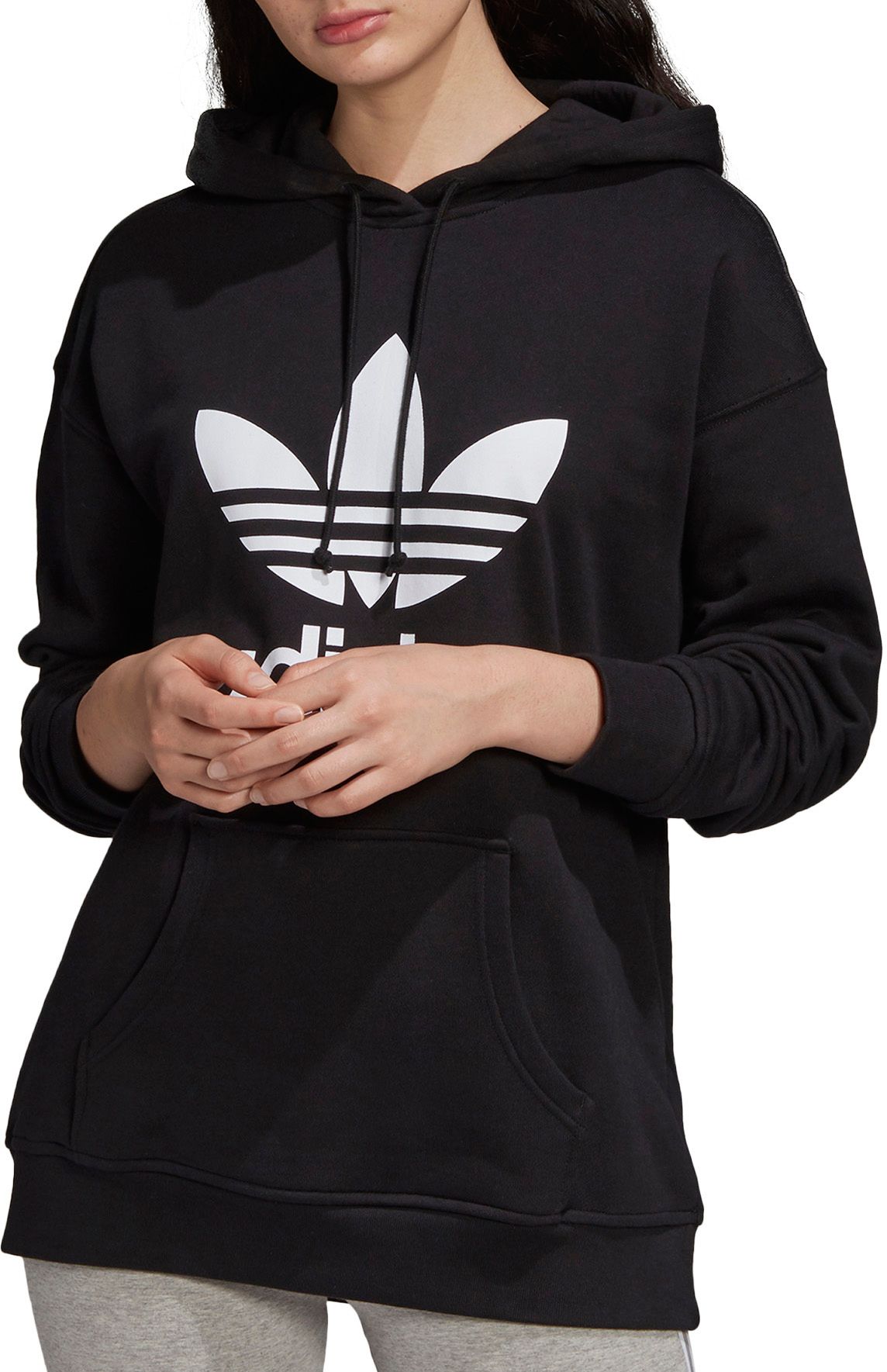 adidas trefoil hoodie black womens