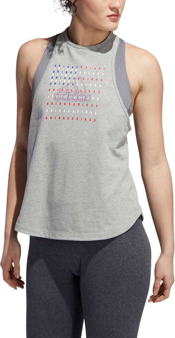 adidas Women's Badge of Sport Americana Flag Graphic Tank Top