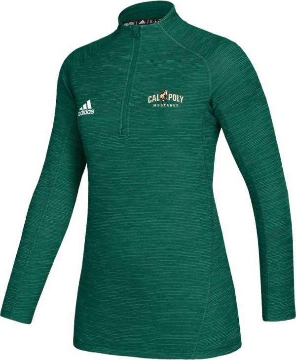 adidas Women's Cal Poly Mustangs Green Game Mode Sideline Quarter-Zip Shirt