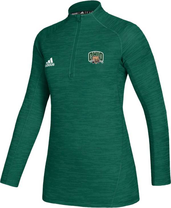 adidas Women's Ohio Bobcats Green Game Mode Sideline Quarter-Zip Shirt