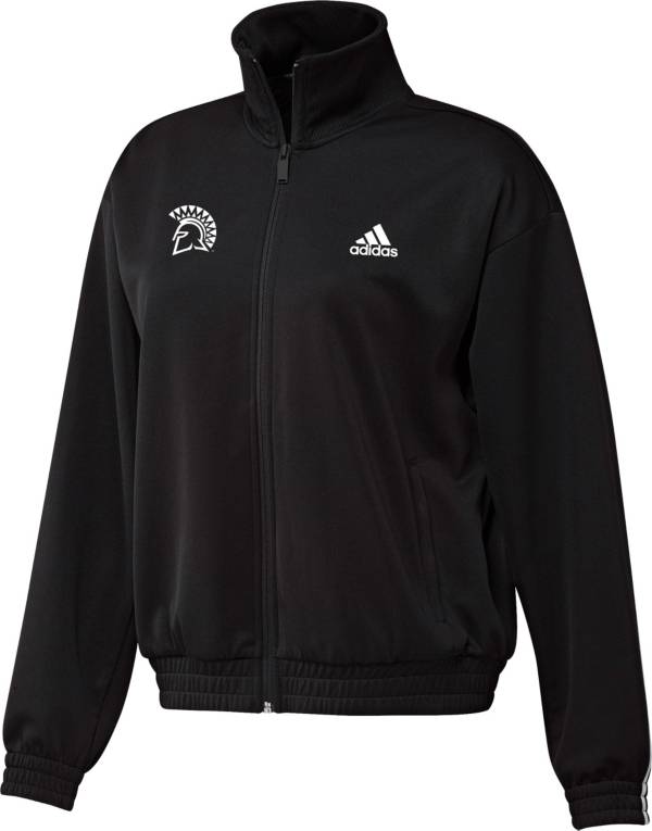 adidas Women's San Jose State Spartans Snap Full-Zip Bomber Black Jacket