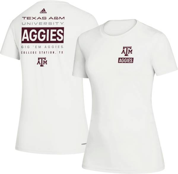 adidas Women's Texas A&M Aggies Creator Crew Neck White T-Shirt