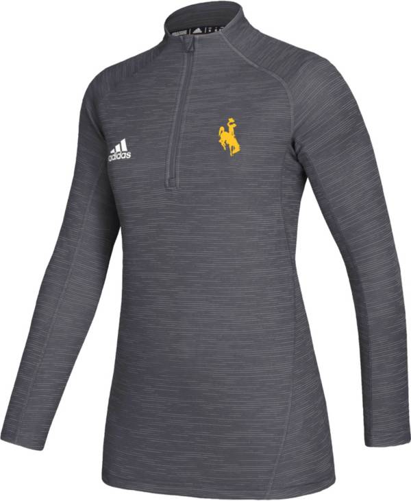 adidas Women's Wyoming Cowboys Grey Game Mode Sideline Quarter-Zip Shirt product image