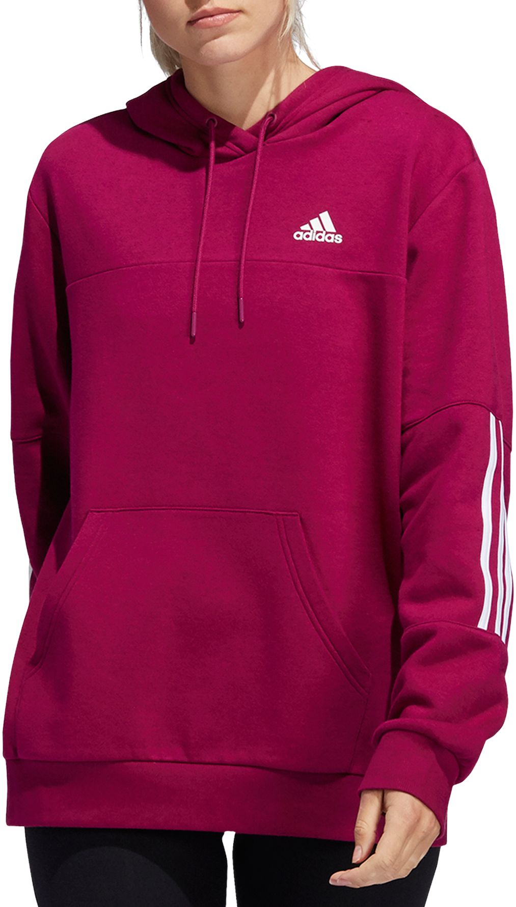 women's adidas 3 stripe pullover hoodie