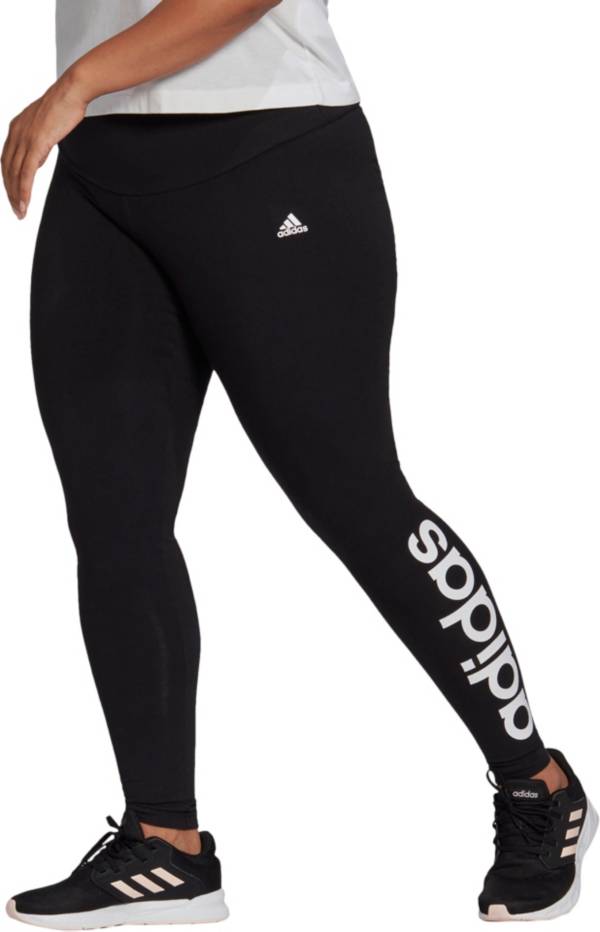 Women Adidas Must Have Stacked Logo Black Athletic Leggings NEW